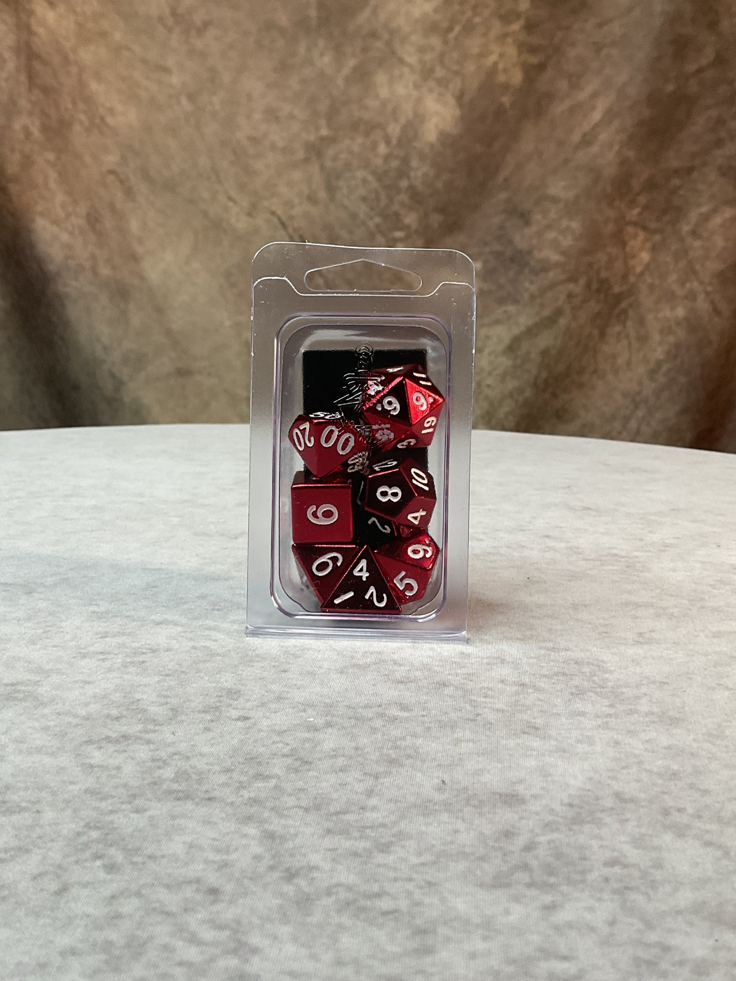 Dice – Foam Brain Games – 7-Die Set Metal Red Painted