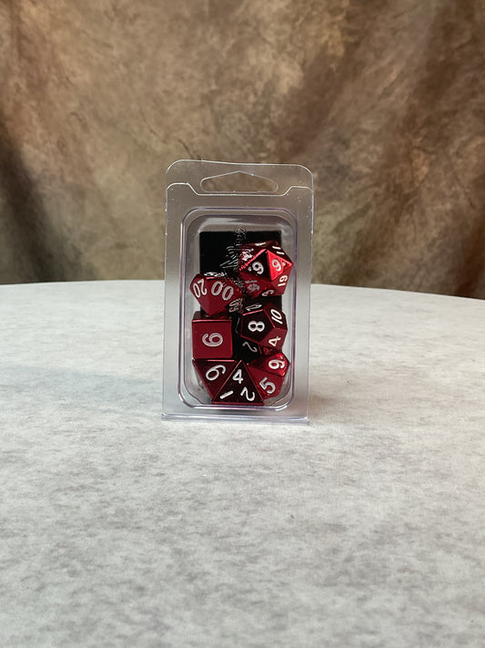 Dice – Foam Brain Games – 7-Die Set Metal Red Painted