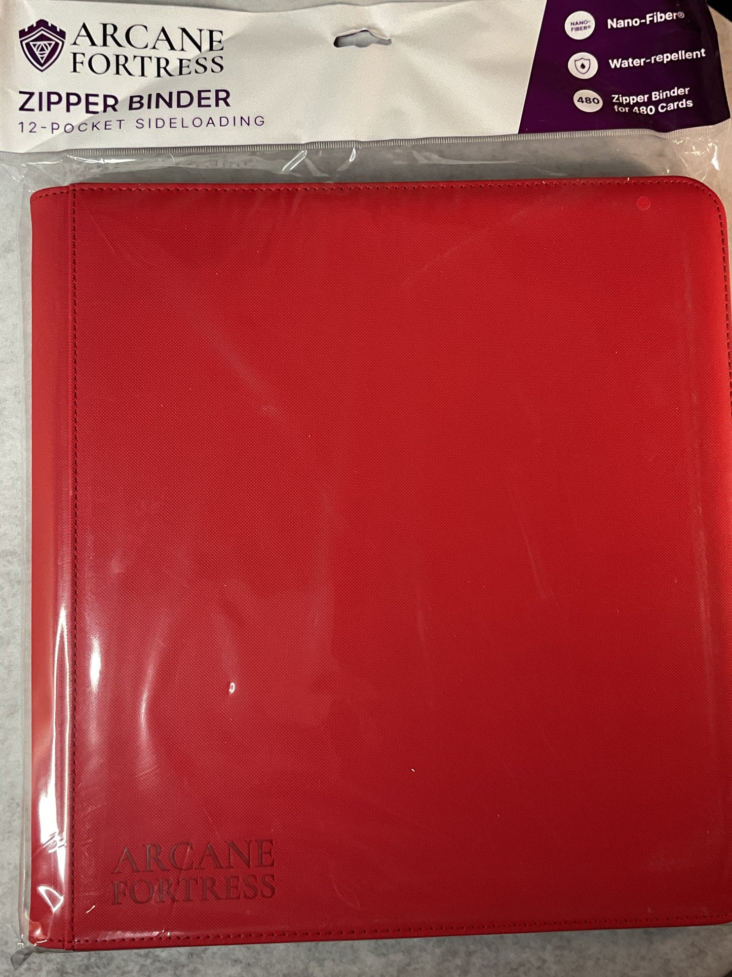 TCG - Arcane Fortress- 12 Pocket Zippered Solid Color Red